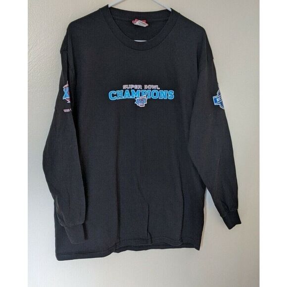 NFL Large Superbowl Champions XLII Osi Umenyiora 72 Long Sleeve Black Shirt - Picture 2 of 11